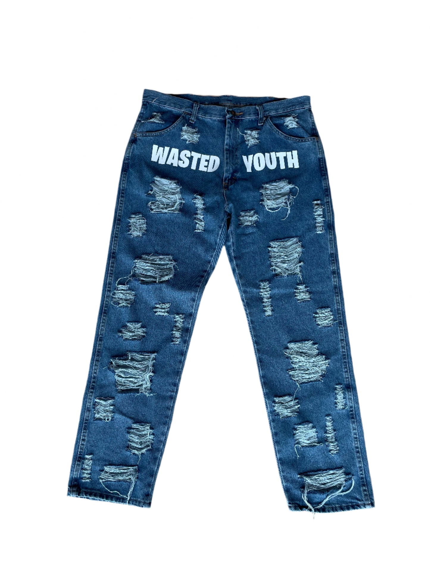 Distressed Blue Jeans