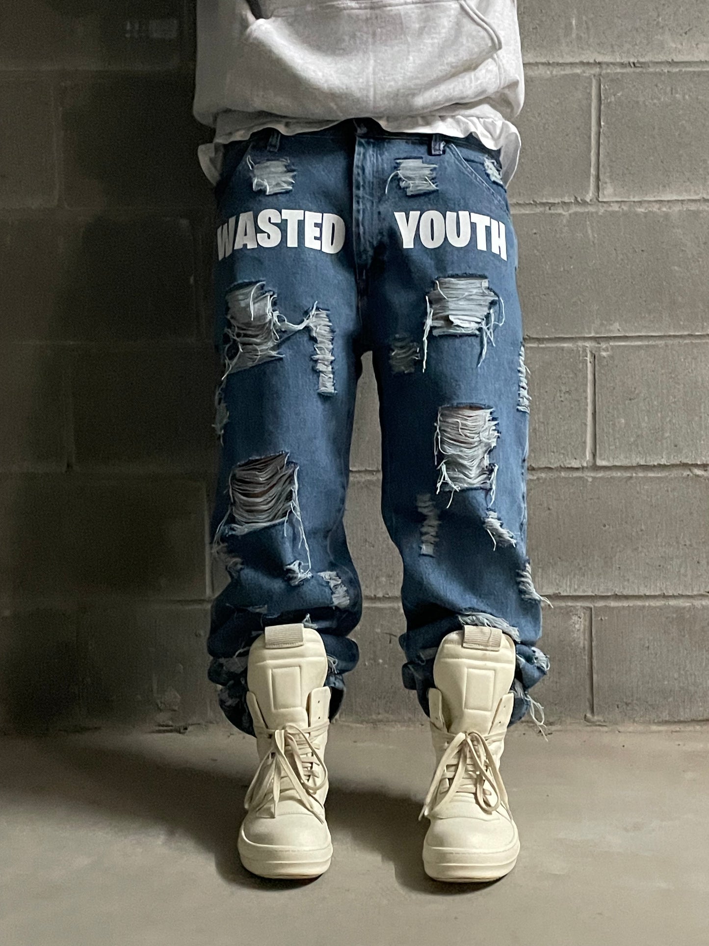 Distressed Blue Jeans